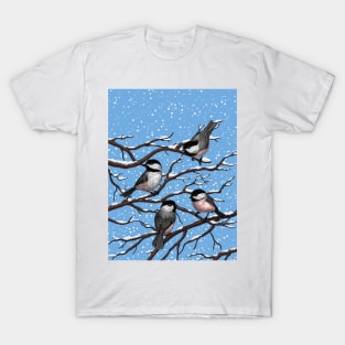 Chickadees in winter T-Shirt